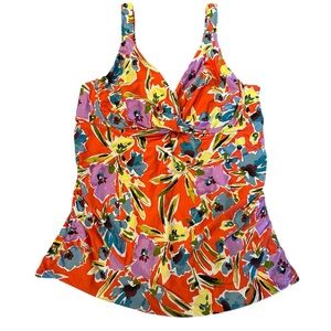 Anne Cole Women’s 38DD/40D Coral Floral Print Adjustable Strap Swimsuit Top